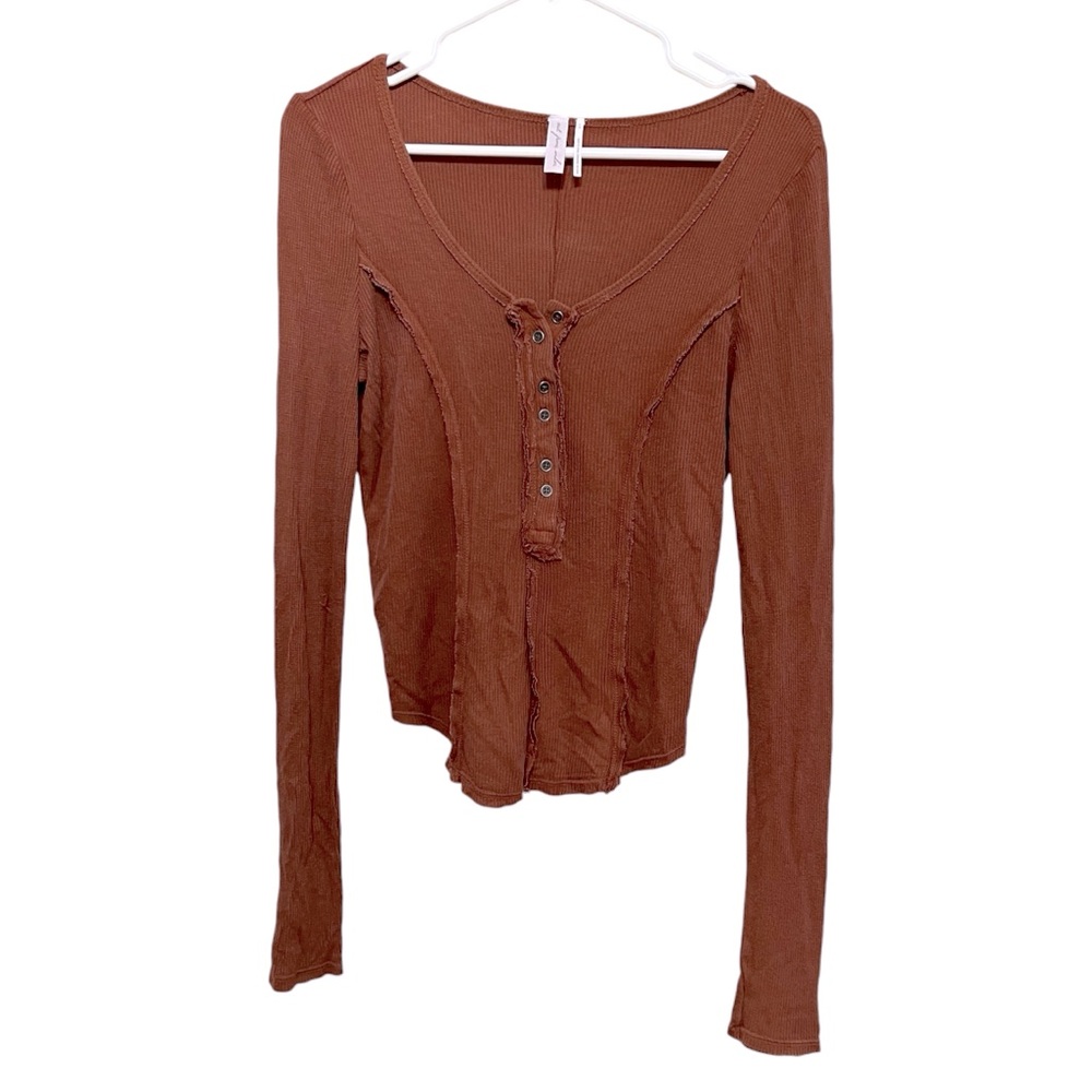 Urban outfitters out from under burnt orange longe sleeve henley top size large